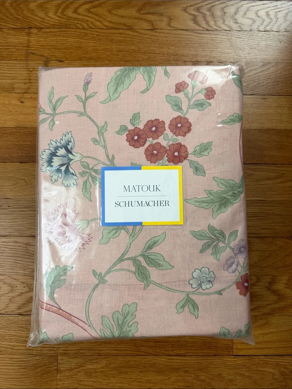Matouk Schumacher Floral Print Linen Queen sheet set